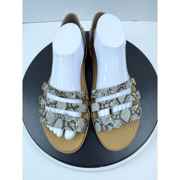 Crocs Womens Tulum Iconic Comfort Snake Print Slip On Sandals Size 11 Slip On - Picture 2 of 11